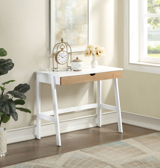 Tifa 36" White and Natural Writing Desk