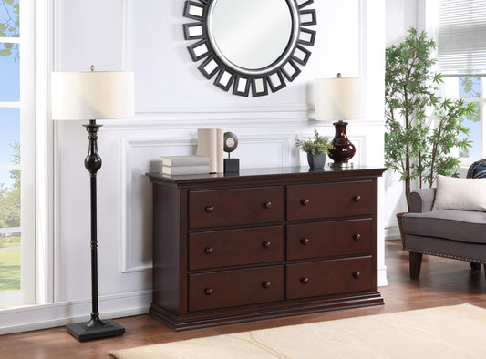 Quinn Espresso Solid And Manufactured Wood Six Drawer Double Dresser