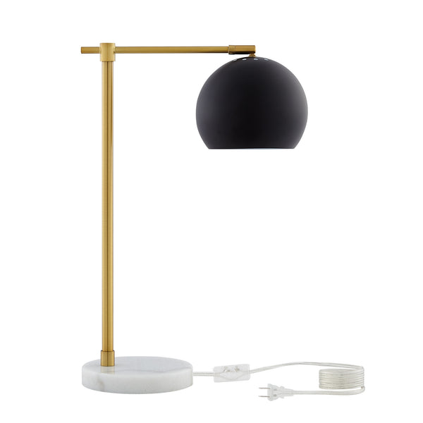 OX 22 Black Iron Desk Table Lamp With Black Dome Shade