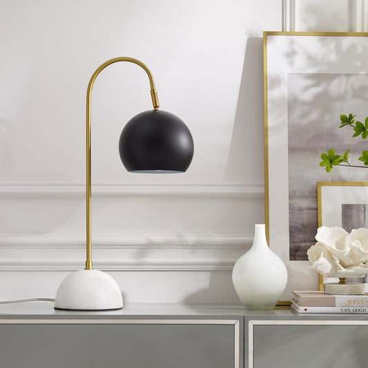 ES 24 Black Iron Desk Table Lamp With Black Dome Shade