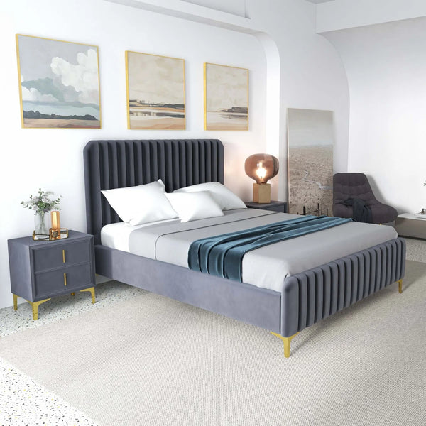 Olivia Velvet Platform Bed