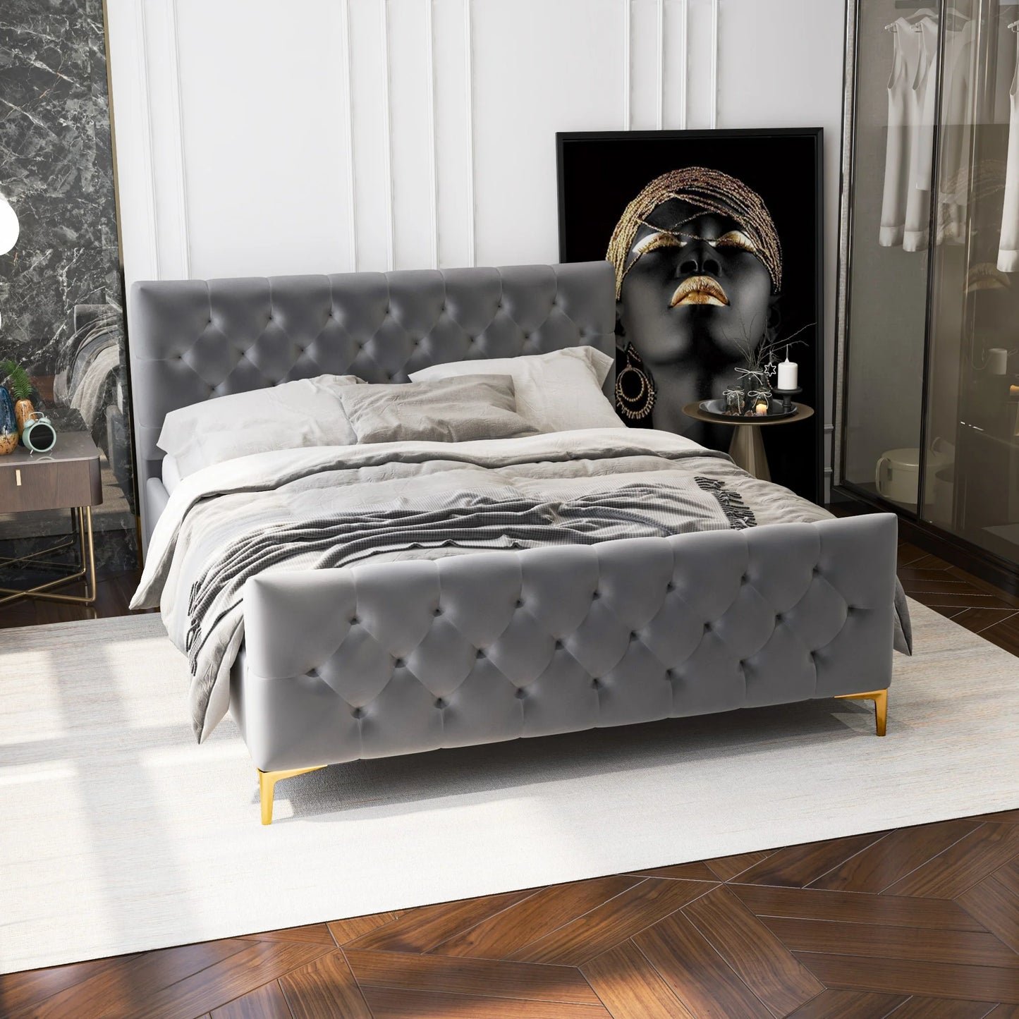 Cynthia Velvet Platform Bed