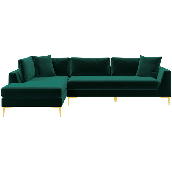 Berry Modern L-Shaped Velvet Sectional