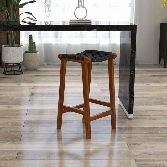 Macie Modern Genuine Leather Bar Stool